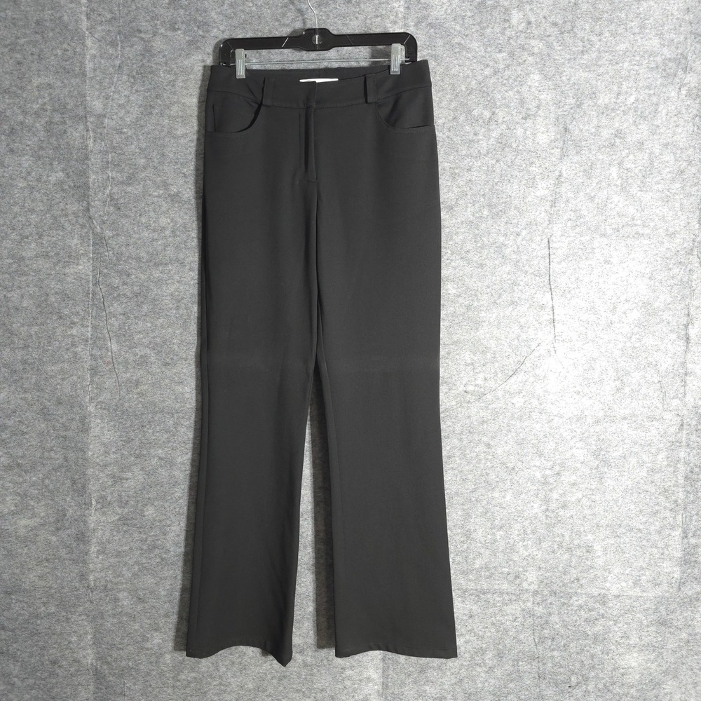 St John Collection Dress Pants Womens Sz 6 Black Straight Leg Flat‎ Front Luxury